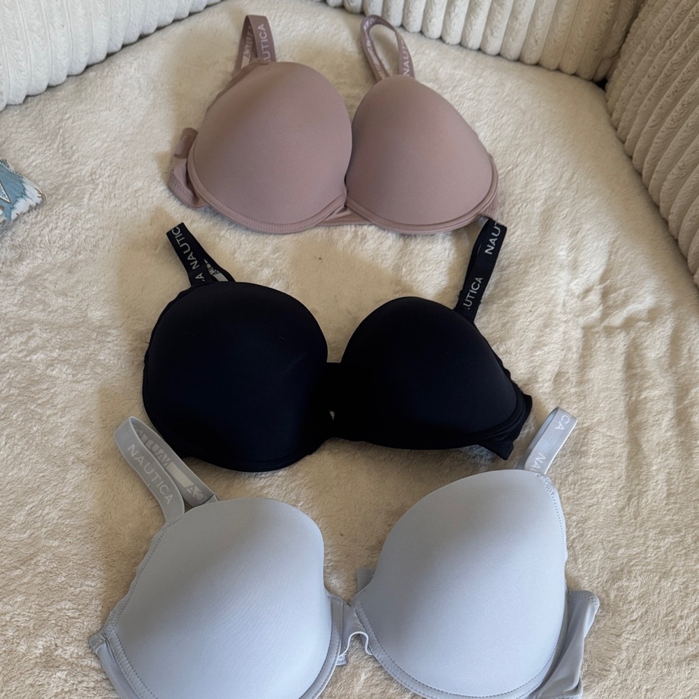 Nautica Women's Bra Trio - Navy, Lt. Blue, Tan